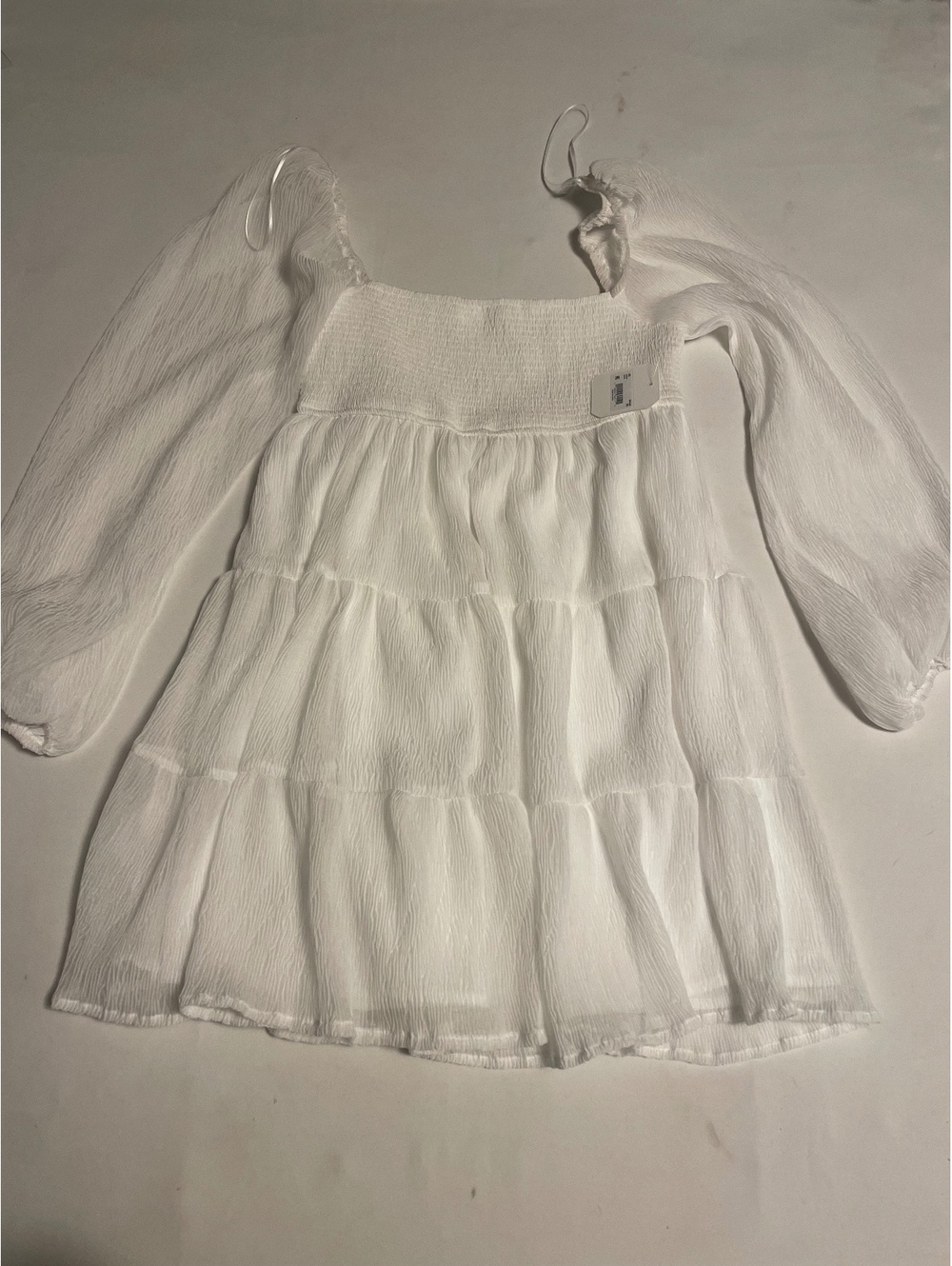 Altar'd State White Tiered Long Sleeve Dress XS